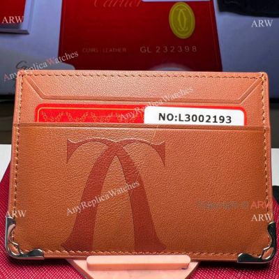 Best Copy Cartier Credit card Holder Yellowish-brown